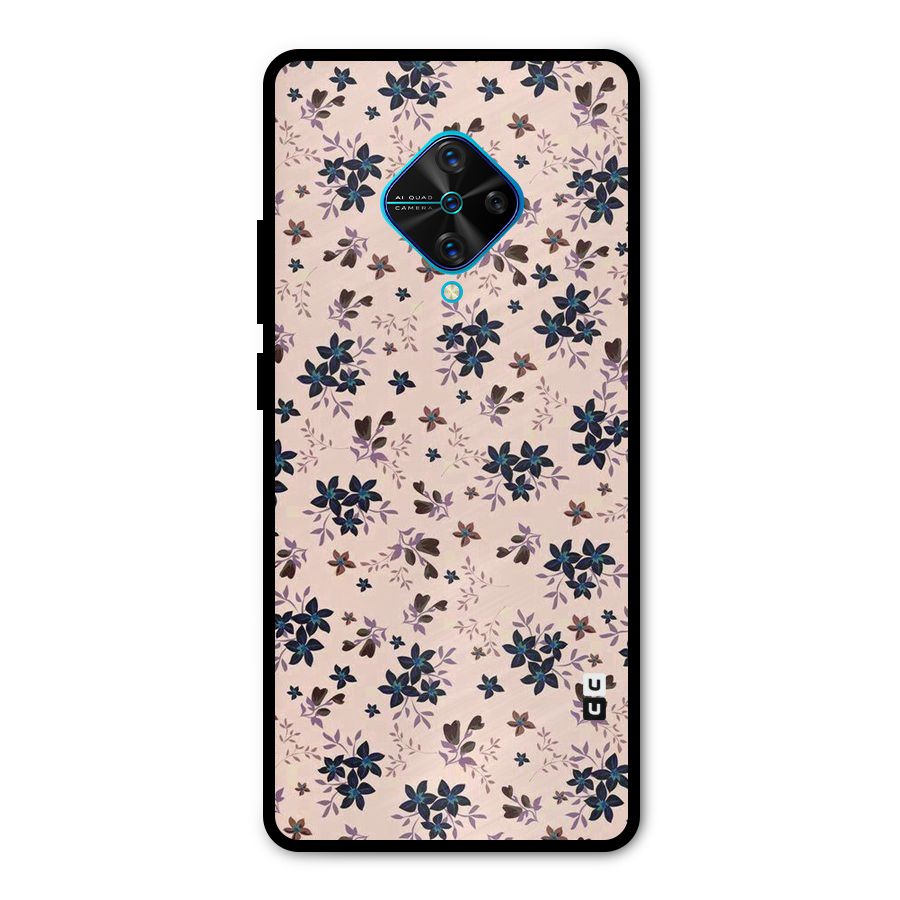 Blue Peach Floral Metal Back Case for Vivo S1 Pro