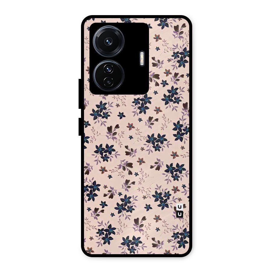 Blue Peach Floral Metal Back Case for Vivo T1 Pro