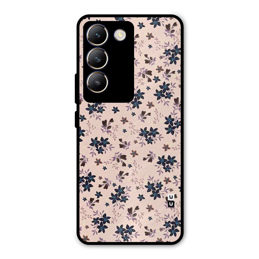 Blue Peach Floral Metal Back Case for Vivo T3 5G