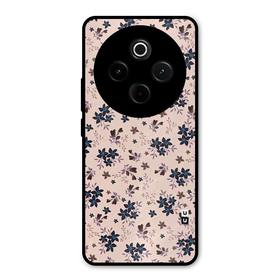 Blue Peach Floral Metal Back Case for Vivo T4