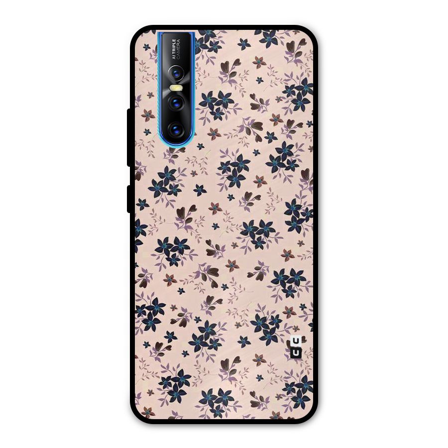 Blue Peach Floral Metal Back Case for Vivo V15 Pro