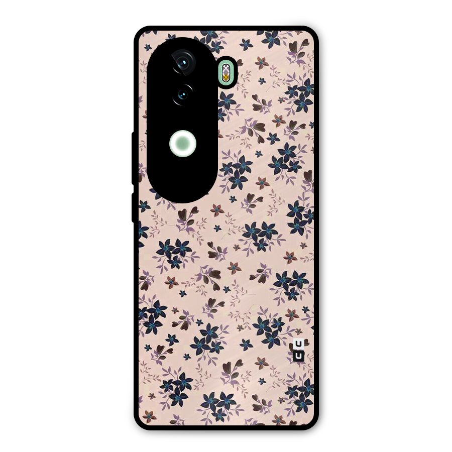 Blue Peach Floral Metal Back Case for Vivo V40e