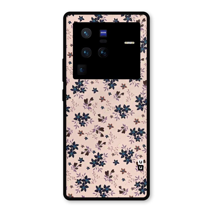 Blue Peach Floral Metal Back Case for Vivo X80 Pro