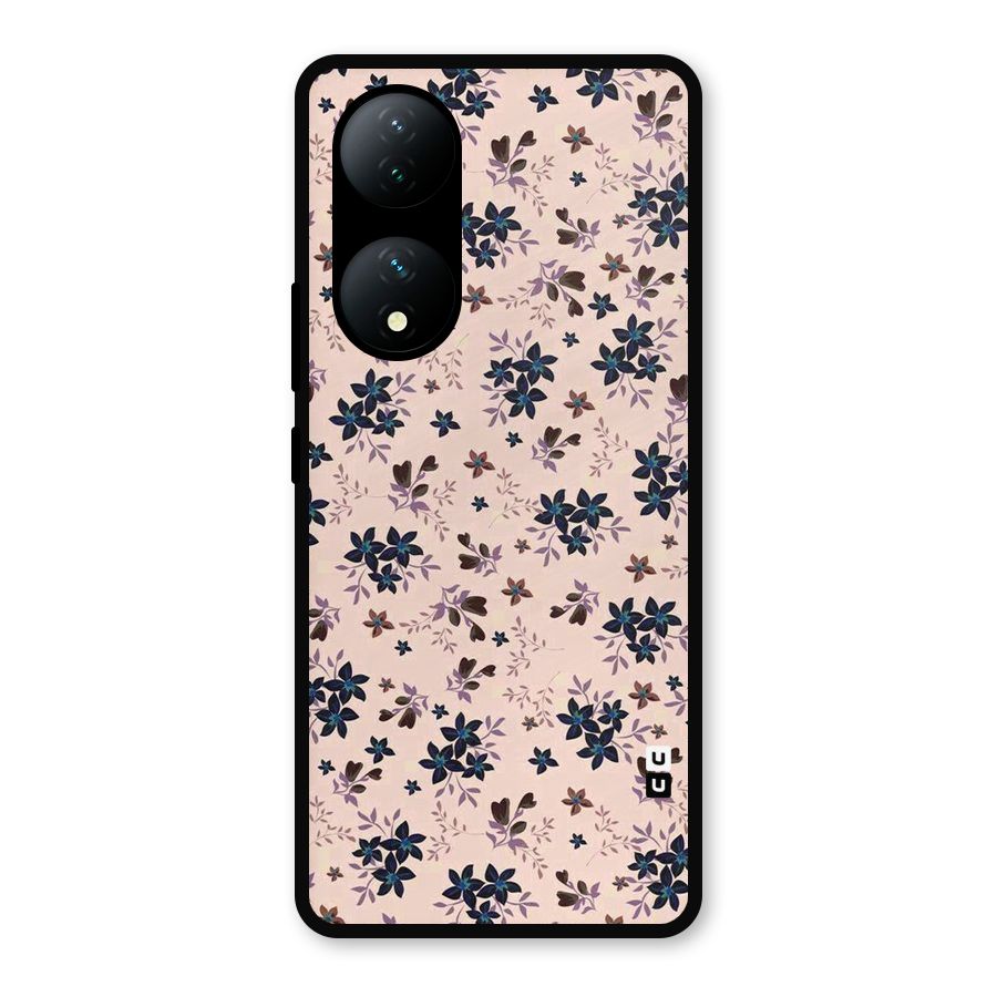 Blue Peach Floral Metal Back Case for Vivo Y100a