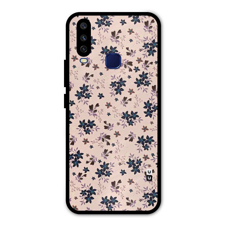 Blue Peach Floral Metal Back Case for Vivo Y15