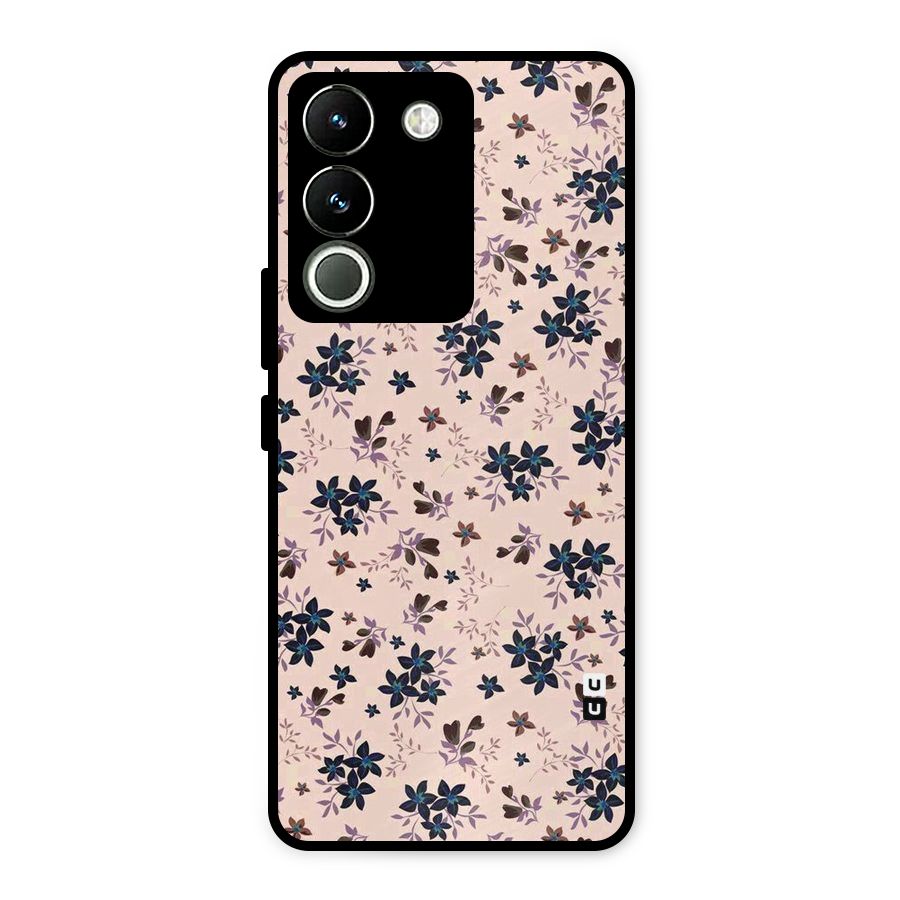 Blue Peach Floral Metal Back Case for Vivo Y200