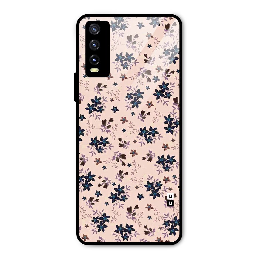 Blue Peach Floral Metal Back Case for Vivo Y20g