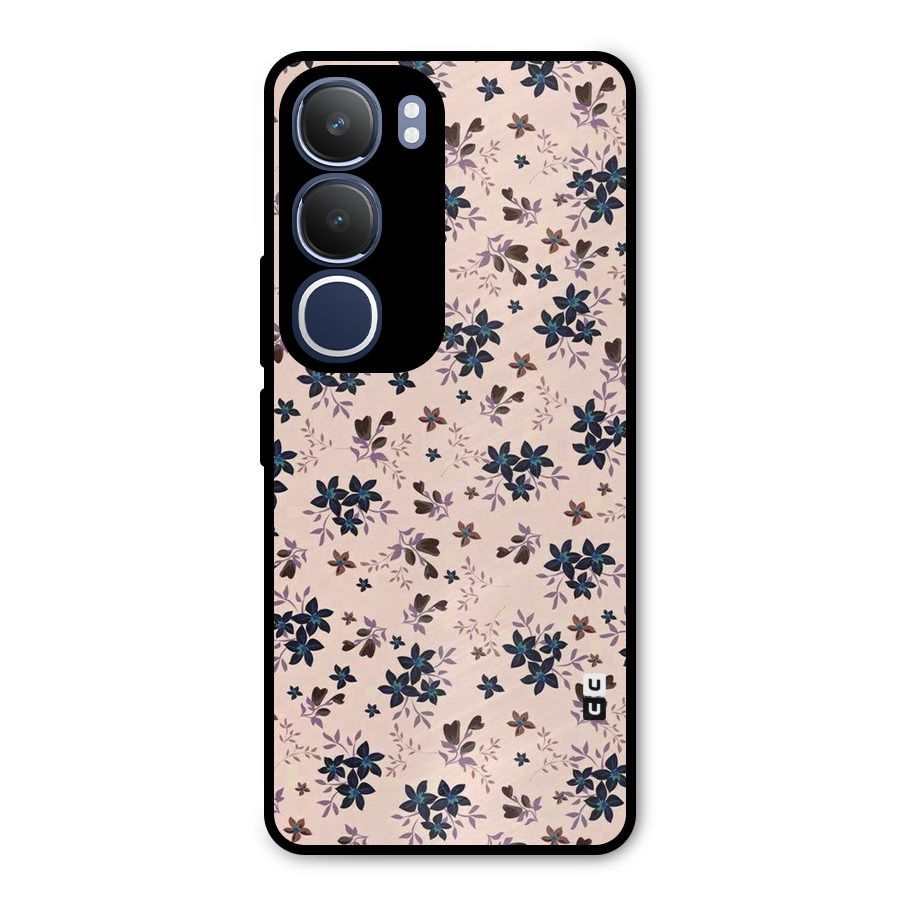 Blue Peach Floral Metal Back Case for Vivo Y29
