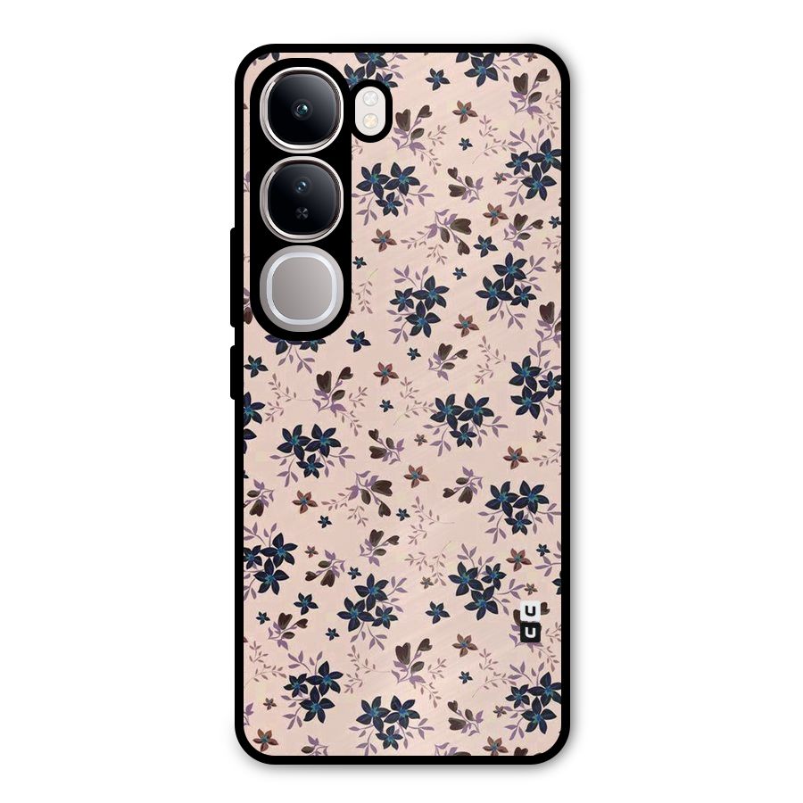Blue Peach Floral Metal Back Case for Vivo Y300