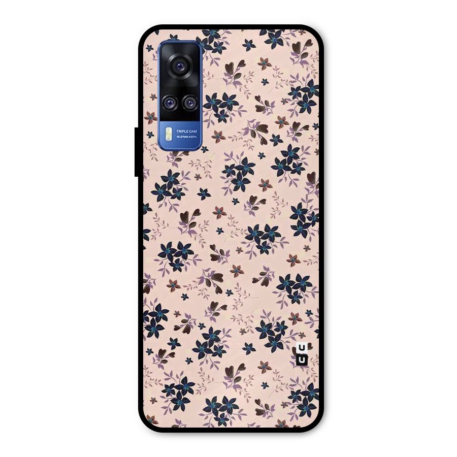 Blue Peach Floral Metal Back Case for Vivo Y31