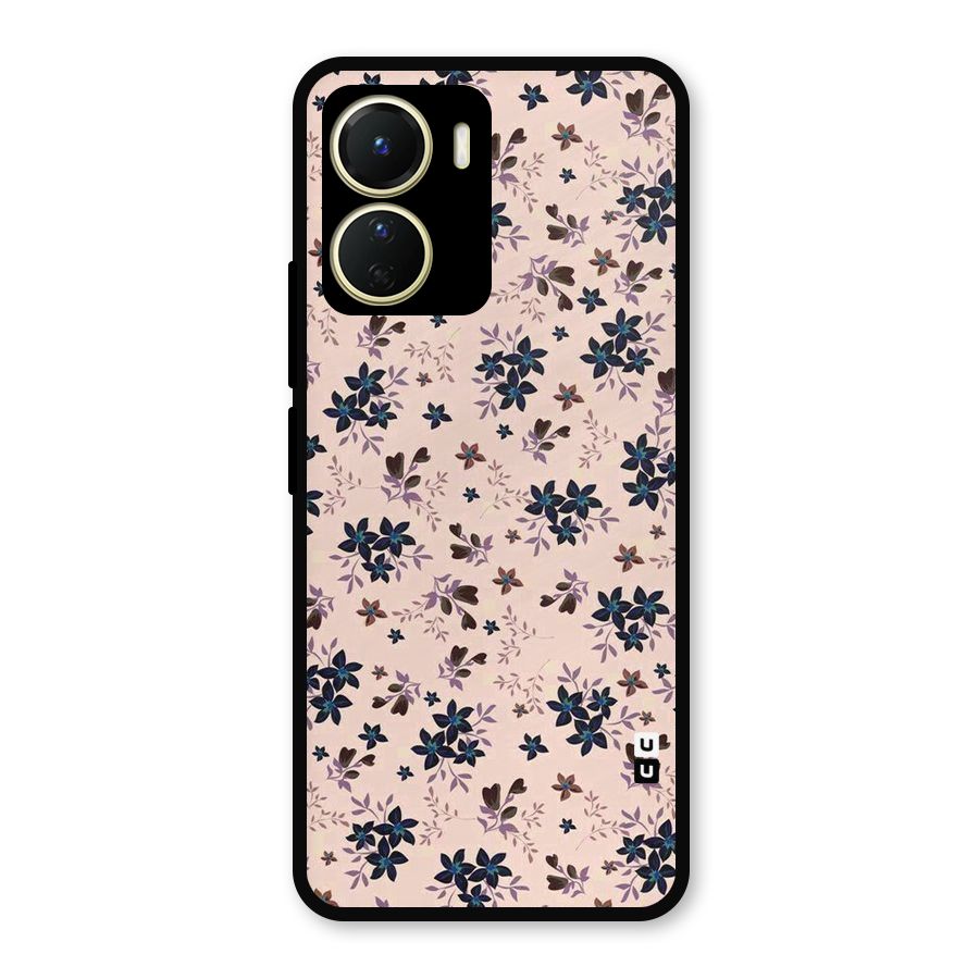 Blue Peach Floral Metal Back Case for Vivo Y56
