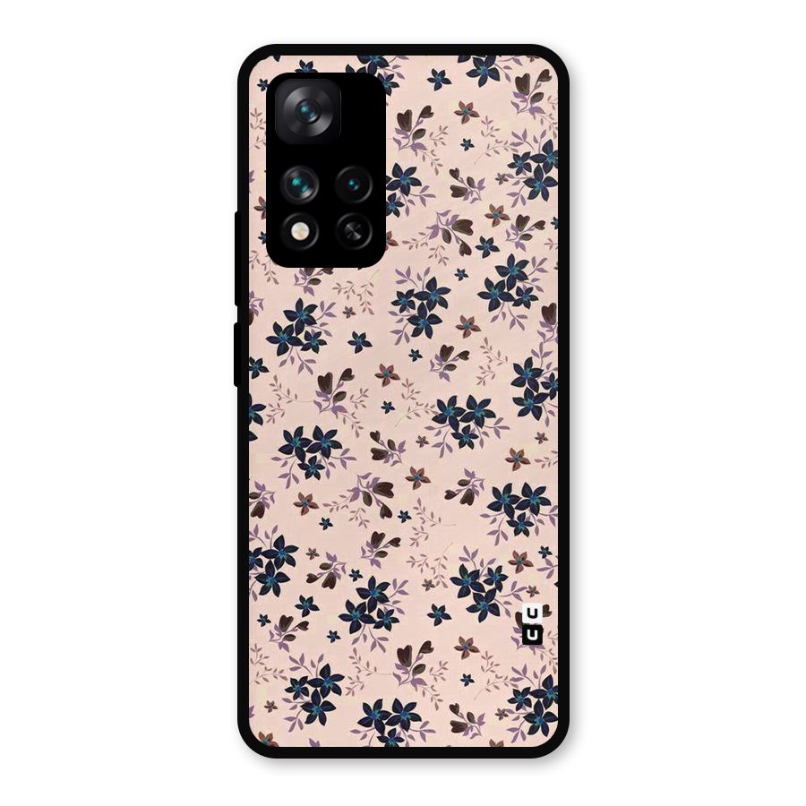 Blue Peach Floral Metal Back Case for Xiaomi 11i Hypercharge 5G