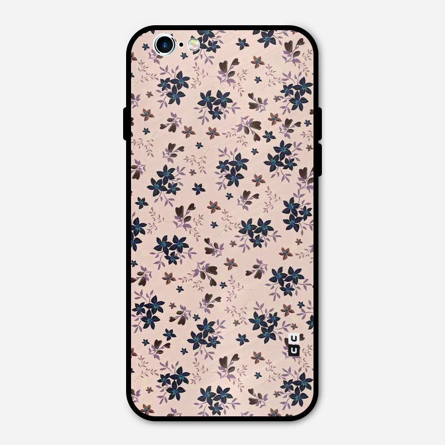 Blue Peach Floral Metal Back Case for iPhone 6 6s