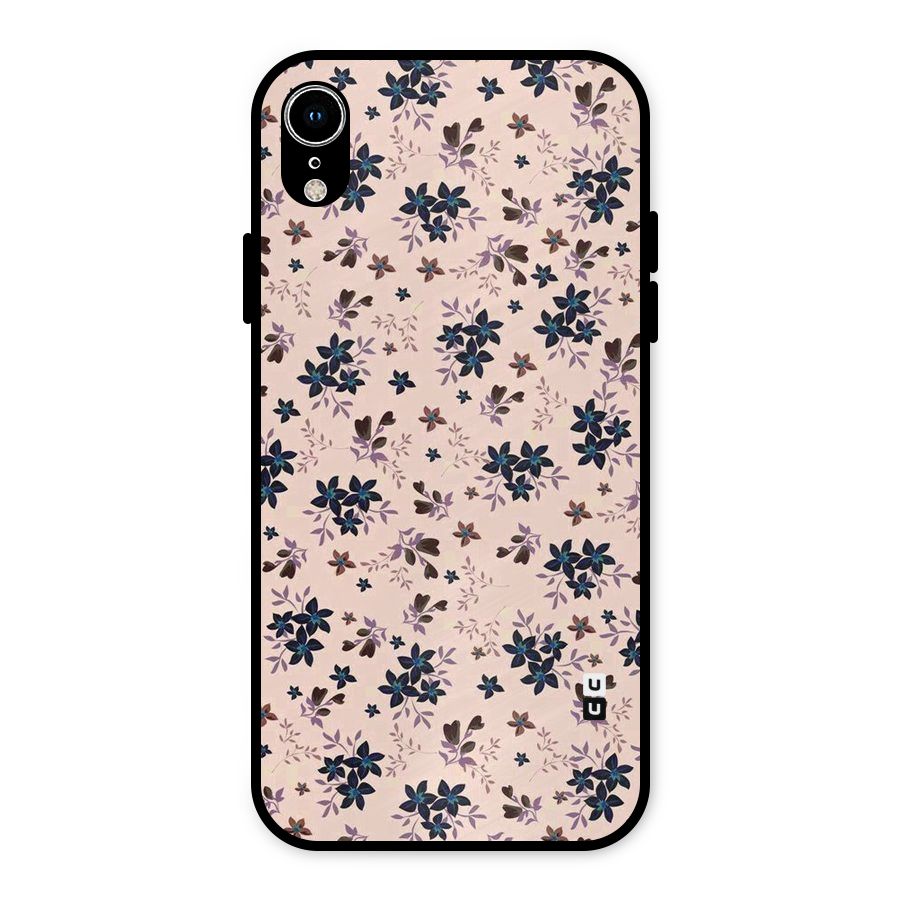 Blue Peach Floral Metal Back Case for iPhone XR