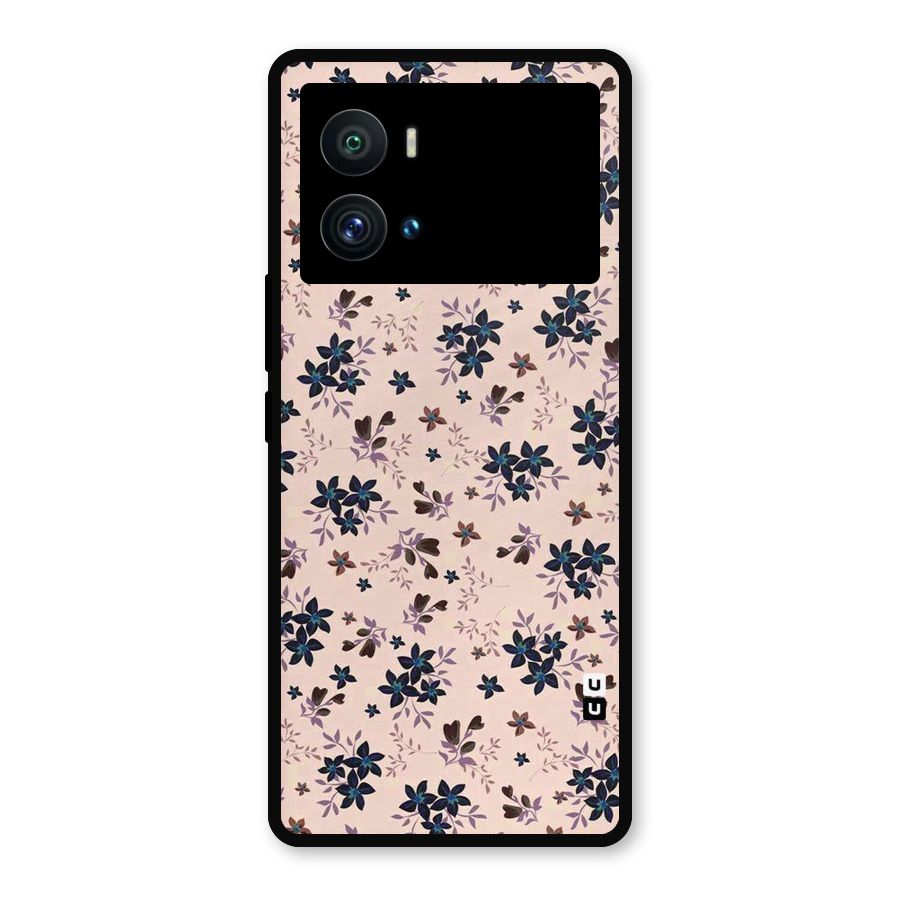Blue Peach Floral Metal Back Case for iQOO 9 Pro