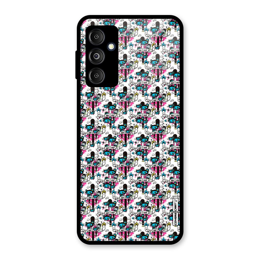 Blue Pink Pattern Glass Back Case for Galaxy M14 5G