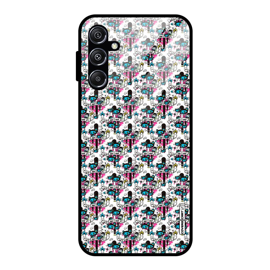 Blue Pink Pattern Glass Back Case for Galaxy M34 5G