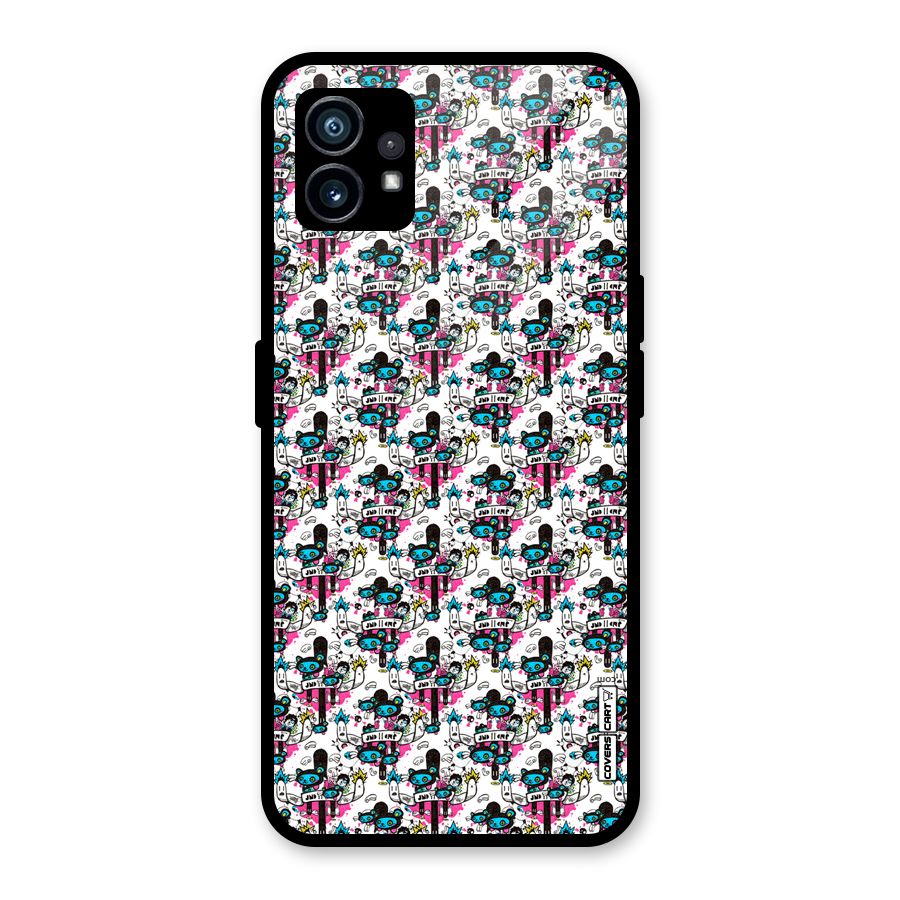 Blue Pink Pattern Glass Back Case for Nothing Phone 1