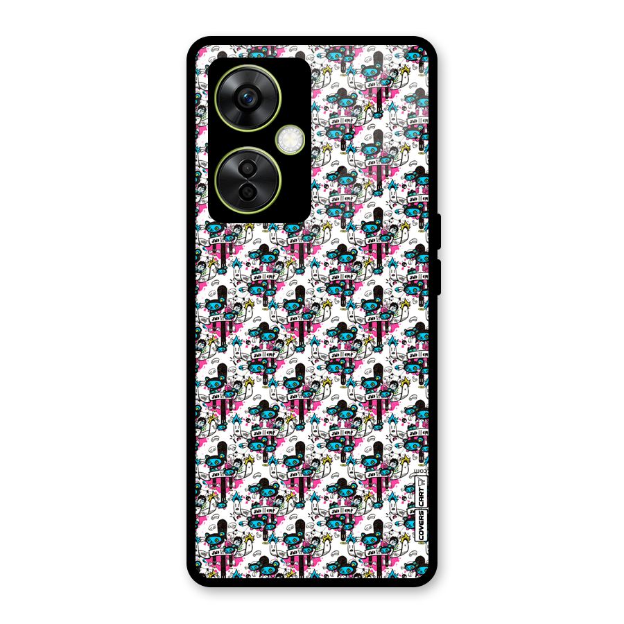 Blue Pink Pattern Glass Back Case for OnePlus Nord CE 3 Lite
