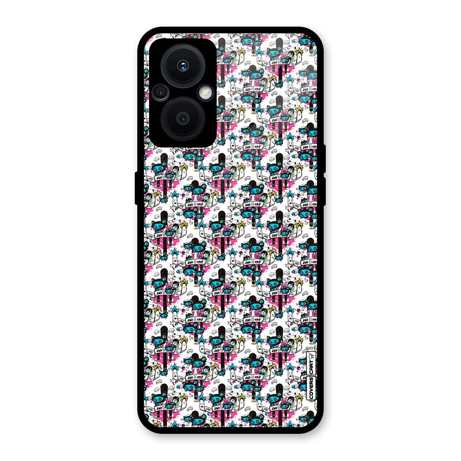 Blue Pink Pattern Glass Back Case for Oppo F21s Pro 5G