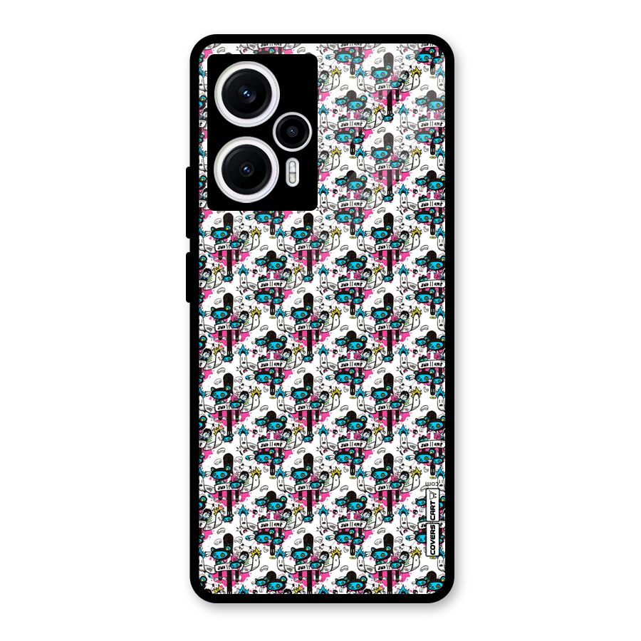 Blue Pink Pattern Glass Back Case for Poco F5