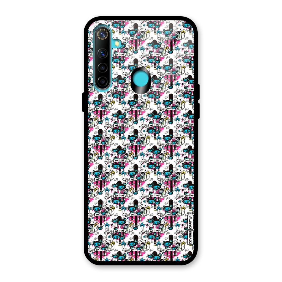 Blue Pink Pattern Glass Back Case for Realme Narzo 10