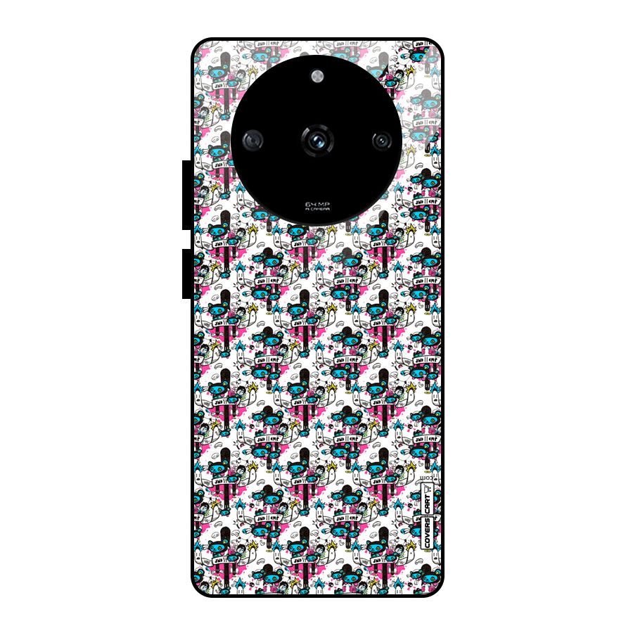 Blue Pink Pattern Glass Back Case for Realme Narzo 60 5G