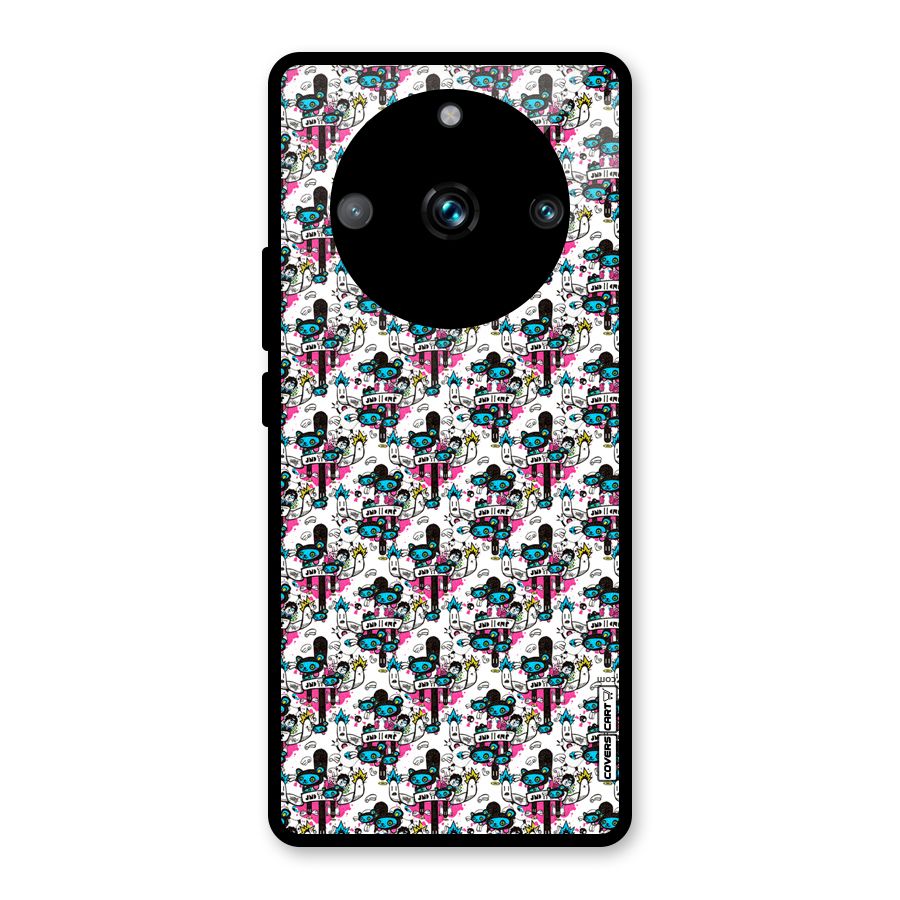 Blue Pink Pattern Glass Back Case for Realme Narzo 60 Pro