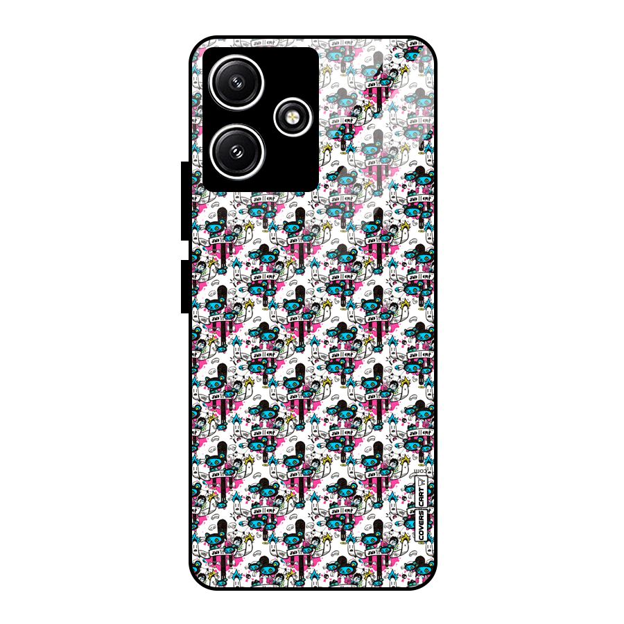 Blue Pink Pattern Glass Back Case for Redmi 12 5G