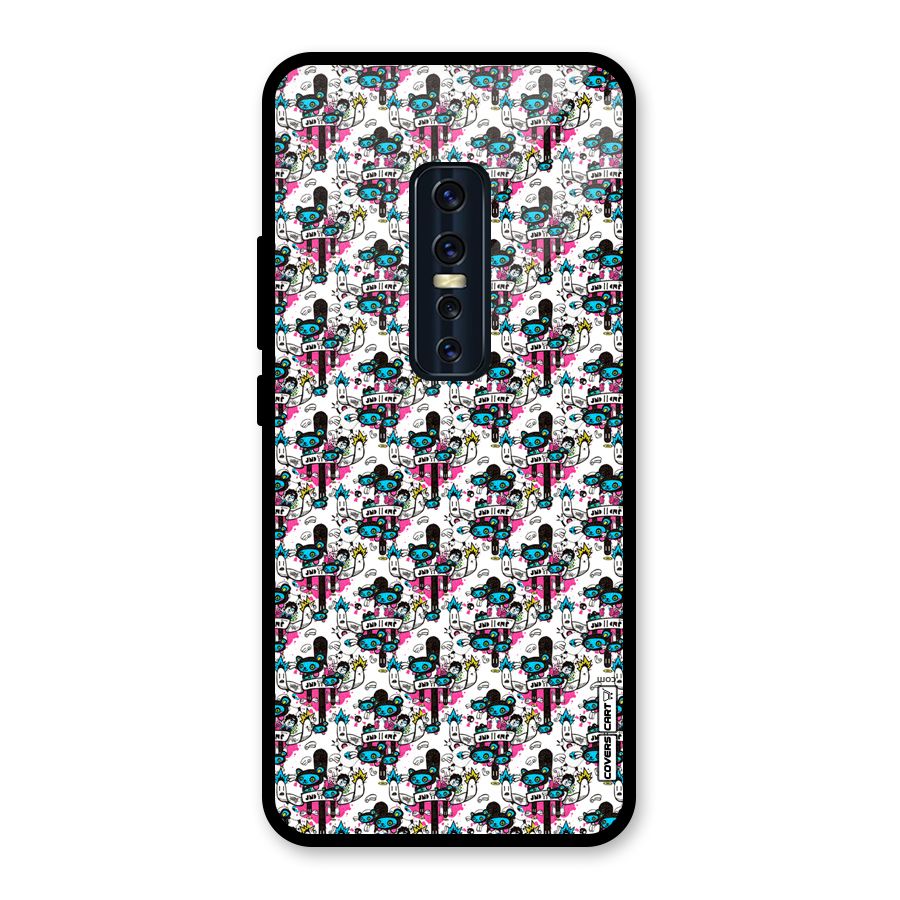 Blue Pink Pattern Glass Back Case for Vivo V17 Pro