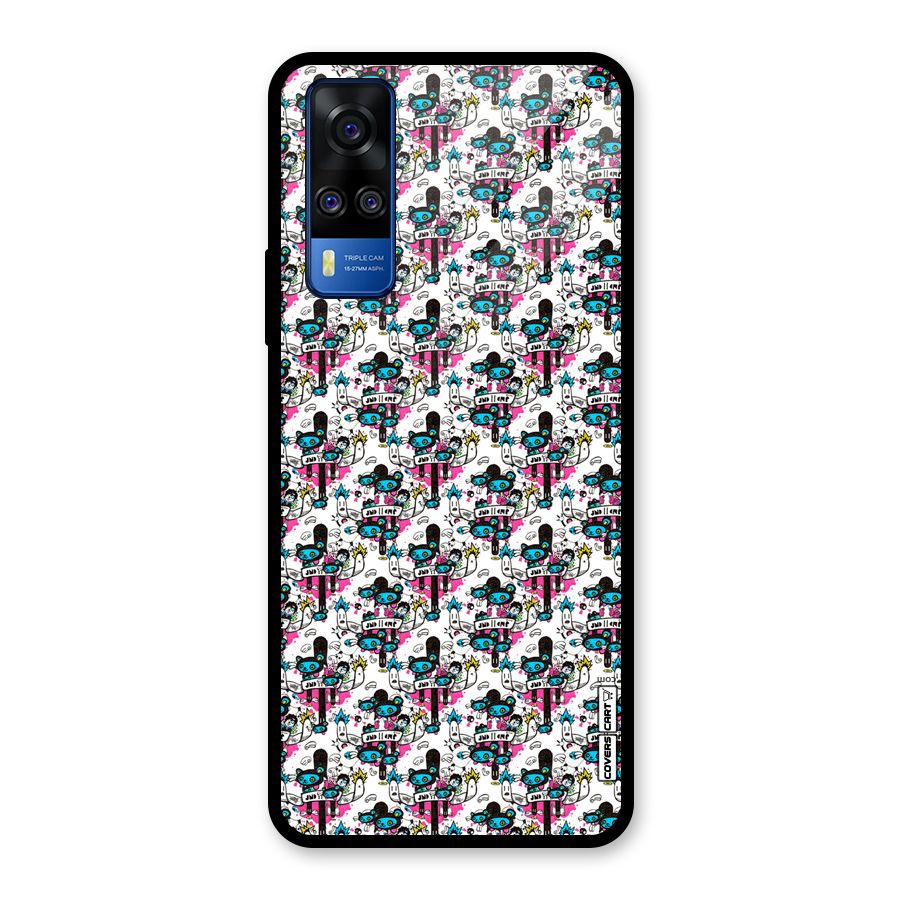 Blue Pink Pattern Glass Back Case for Vivo Y31