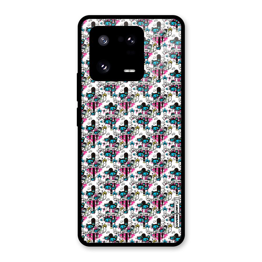 Blue Pink Pattern Glass Back Case for Xiaomi 13 Pro