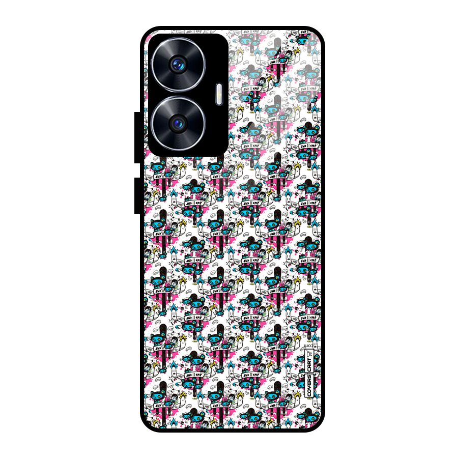 Blue Pink Pattern Glass Back Case for realme C55