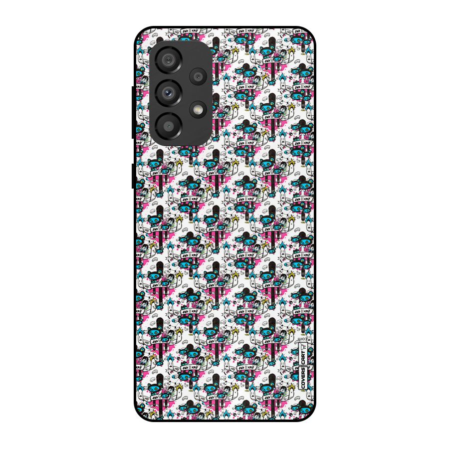 Blue Pink Pattern Metal Back Case for Galaxy A33 5G