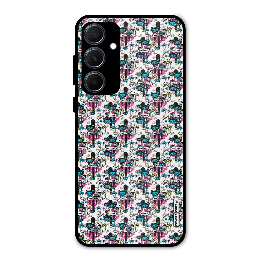 Blue Pink Pattern Metal Back Case for Galaxy A35