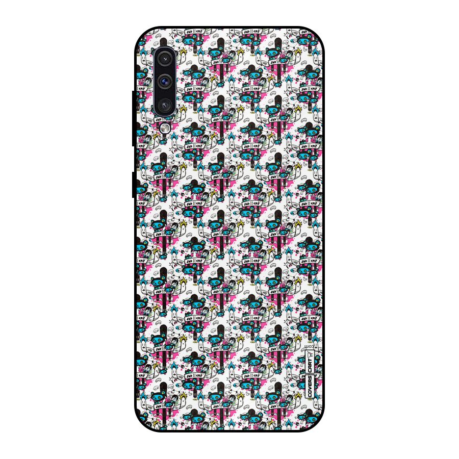Blue Pink Pattern Metal Back Case for Galaxy A50s