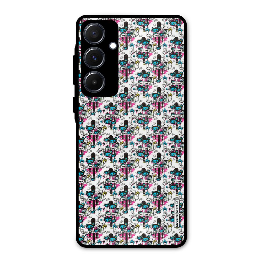 Blue Pink Pattern Metal Back Case for Galaxy A55