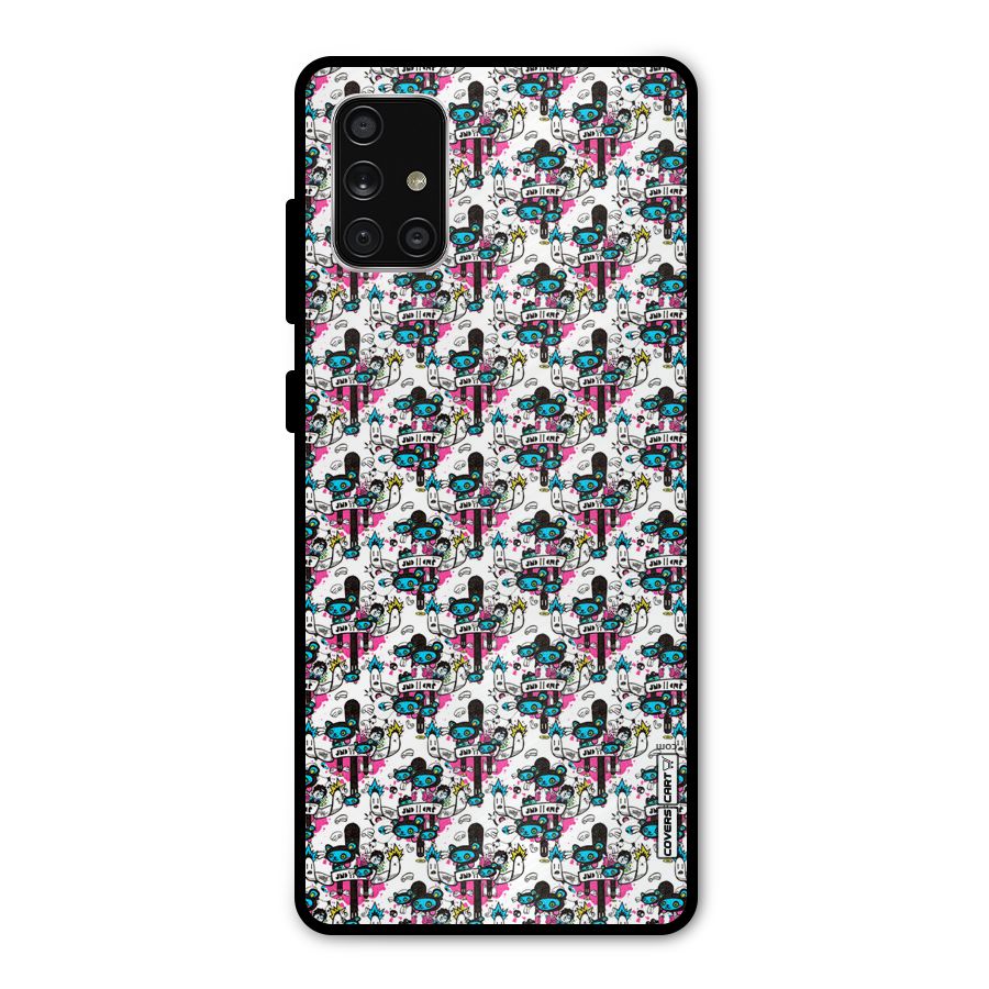 Blue Pink Pattern Metal Back Case for Galaxy A71
