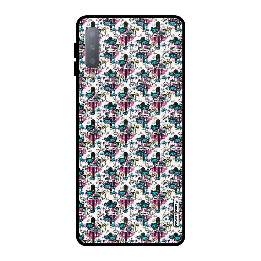 Blue Pink Pattern Metal Back Case for Galaxy A7 (2018)