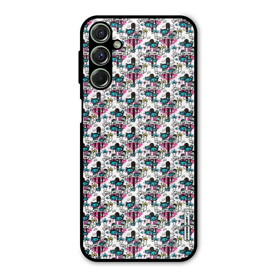 Blue Pink Pattern Metal Back Case for Galaxy F34