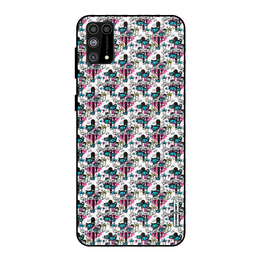 Blue Pink Pattern Metal Back Case for Galaxy F41