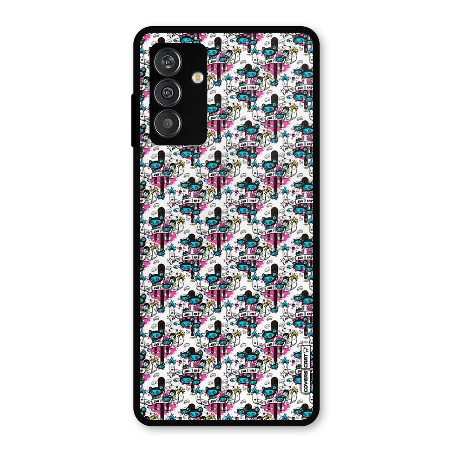 Blue Pink Pattern Metal Back Case for Galaxy M14 5G
