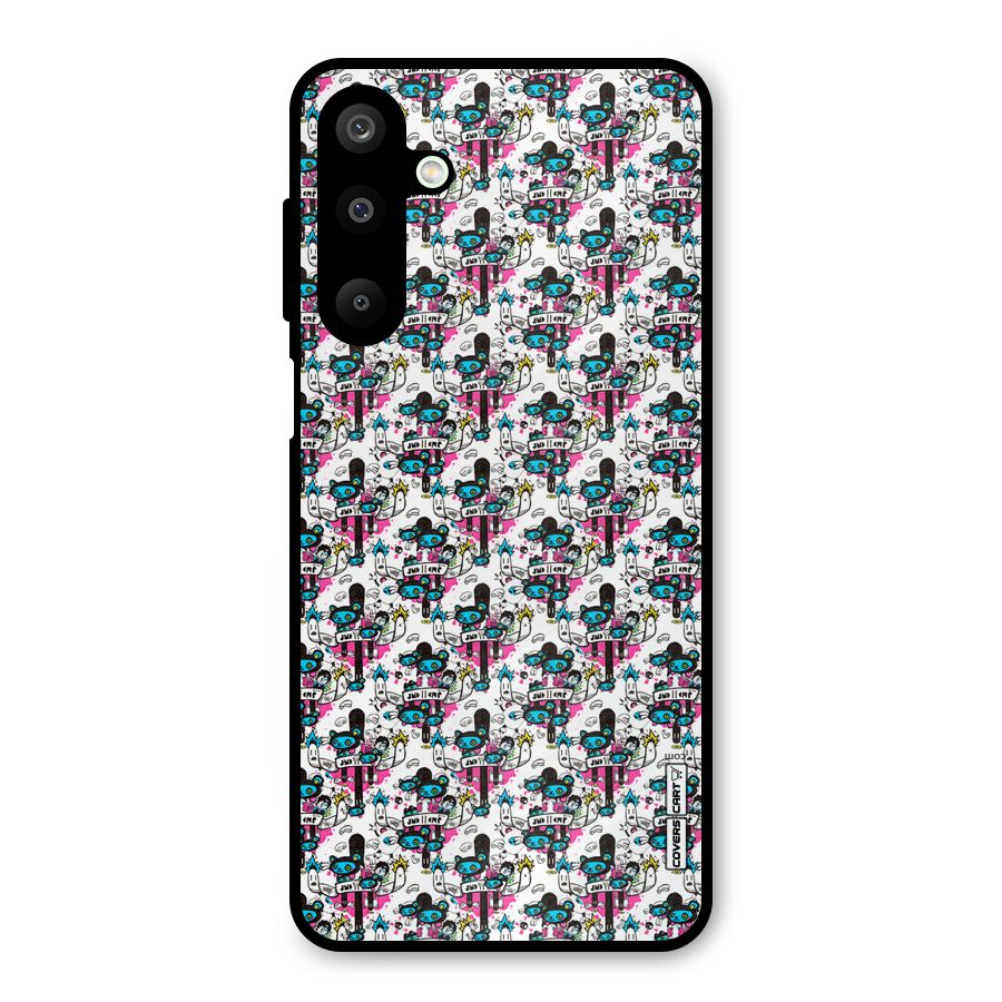 Blue Pink Pattern Metal Back Case for Galaxy M16