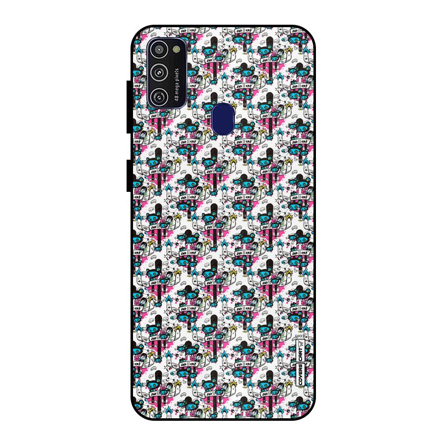 Blue Pink Pattern Metal Back Case for Galaxy M30s