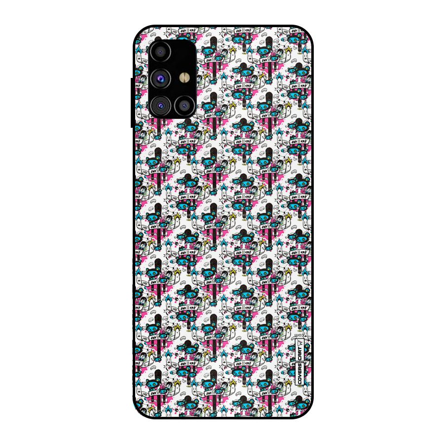 Blue Pink Pattern Metal Back Case for Galaxy M31s