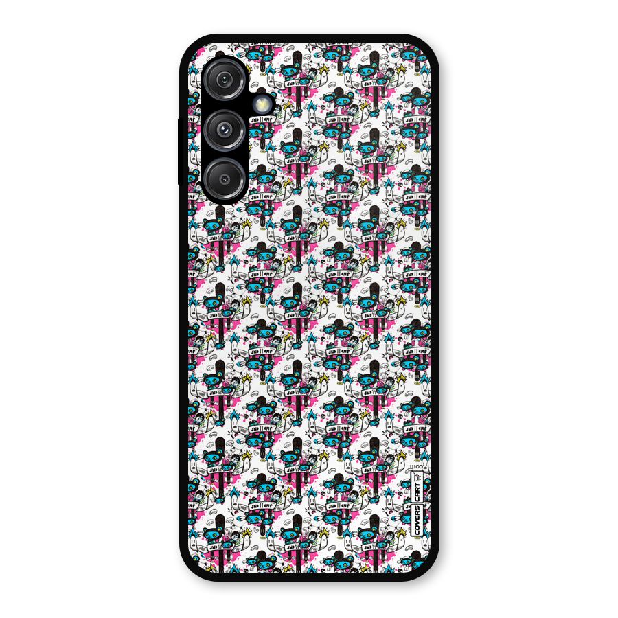Blue Pink Pattern Metal Back Case for Galaxy M34 5G
