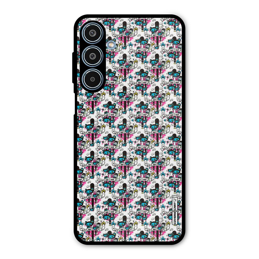 Blue Pink Pattern Metal Back Case for Galaxy M35