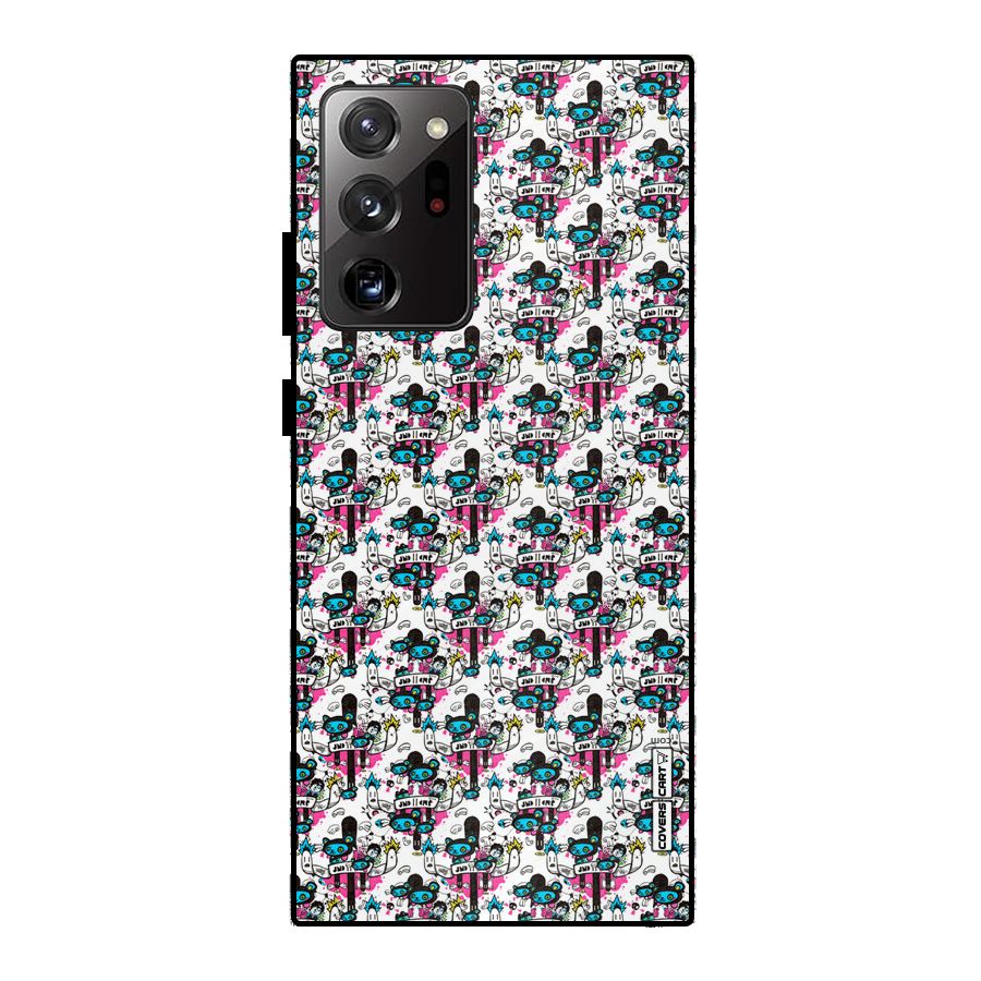Blue Pink Pattern Metal Back Case for Galaxy Note 20 Ultra