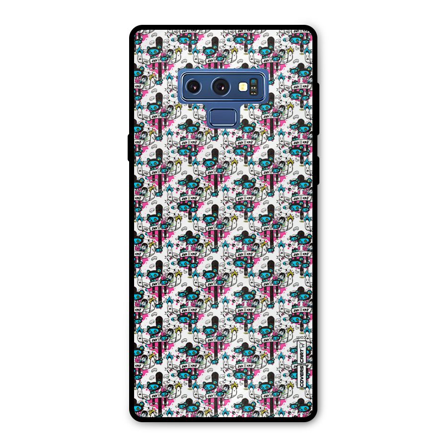 Blue Pink Pattern Metal Back Case for Galaxy Note 9