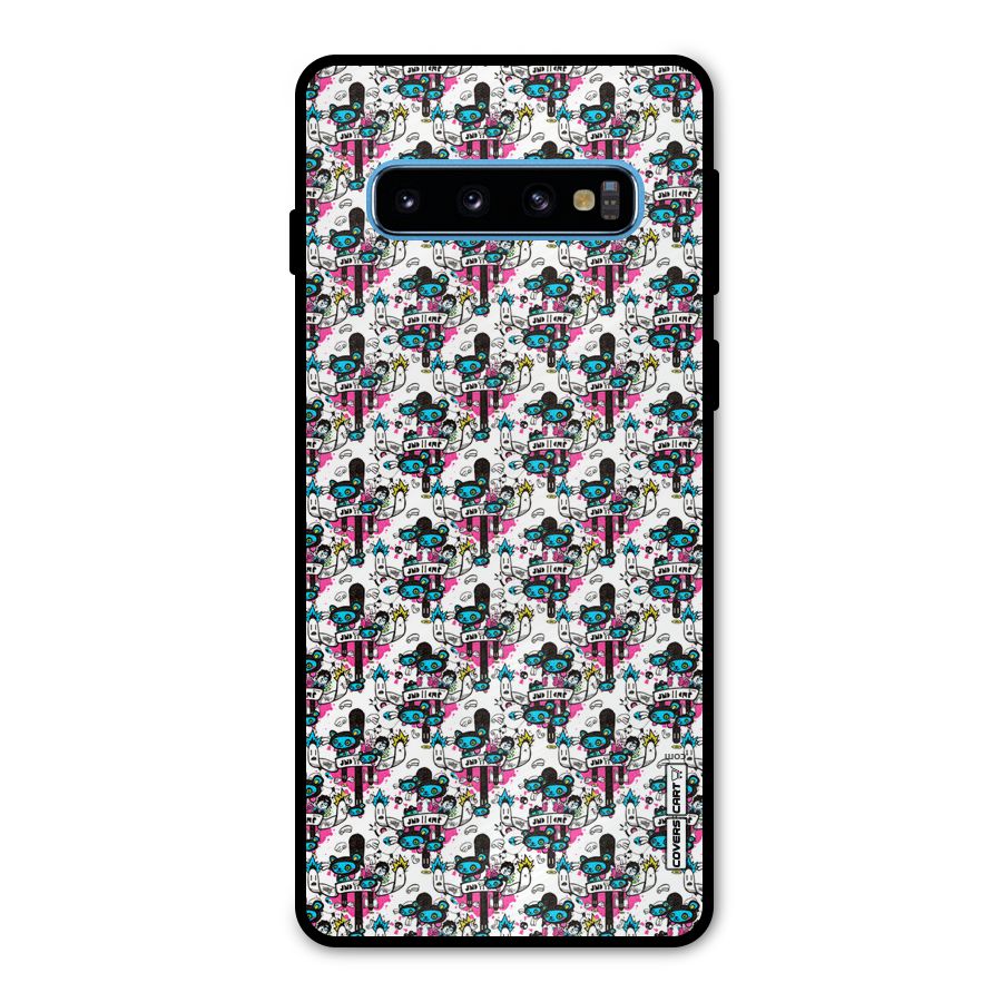 Blue Pink Pattern Metal Back Case for Galaxy S10